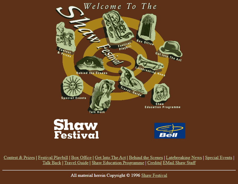 Shaw Festival website in 1996