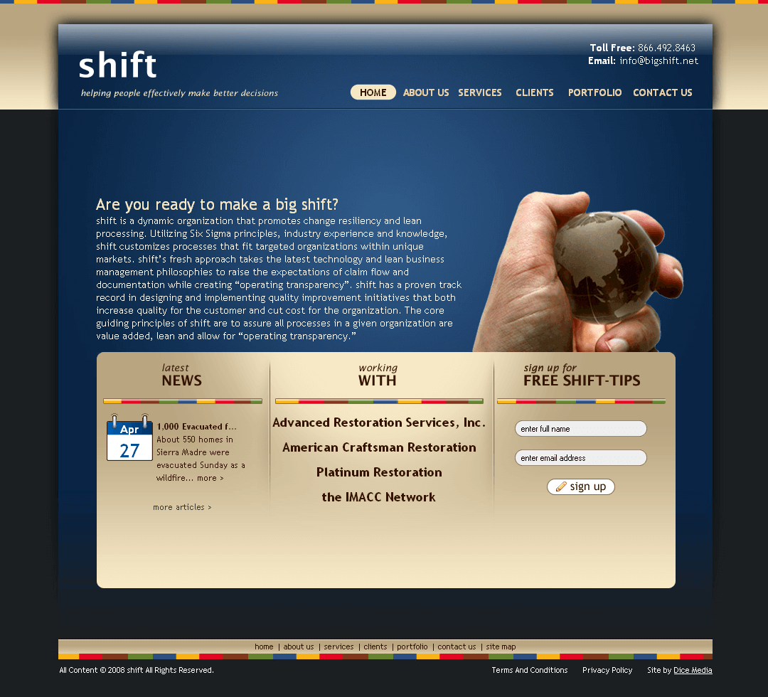 Shift website in 2008