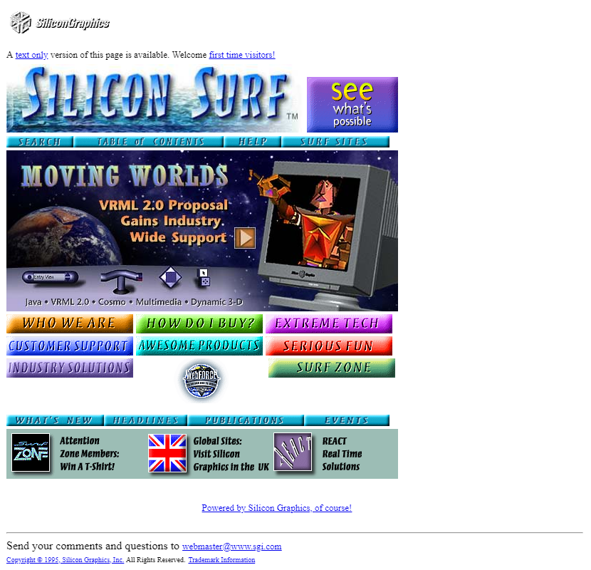 Silicon Graphics website in 1995
