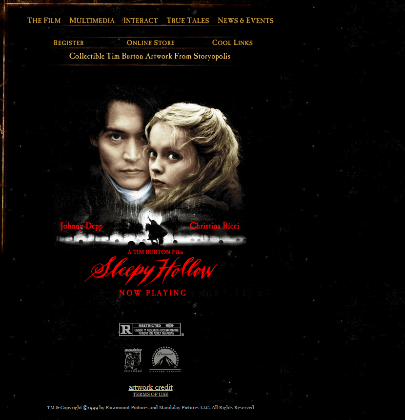 Sleepy Hollow website in 1999