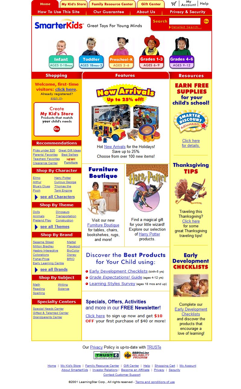 SmarterKids website in 2001