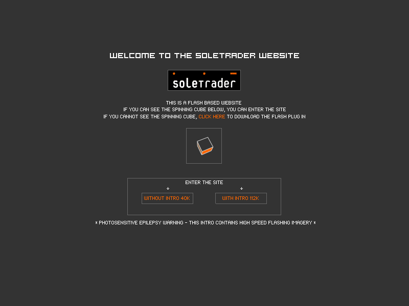 SoleTrader flash website in 2003