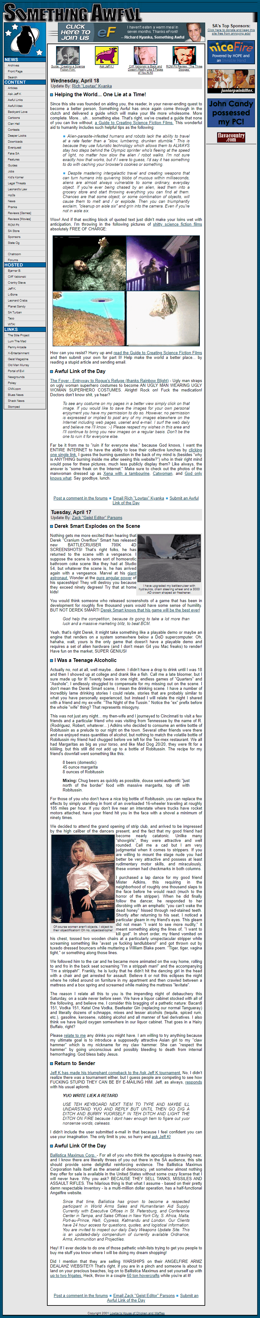 Something Awful website in 2001