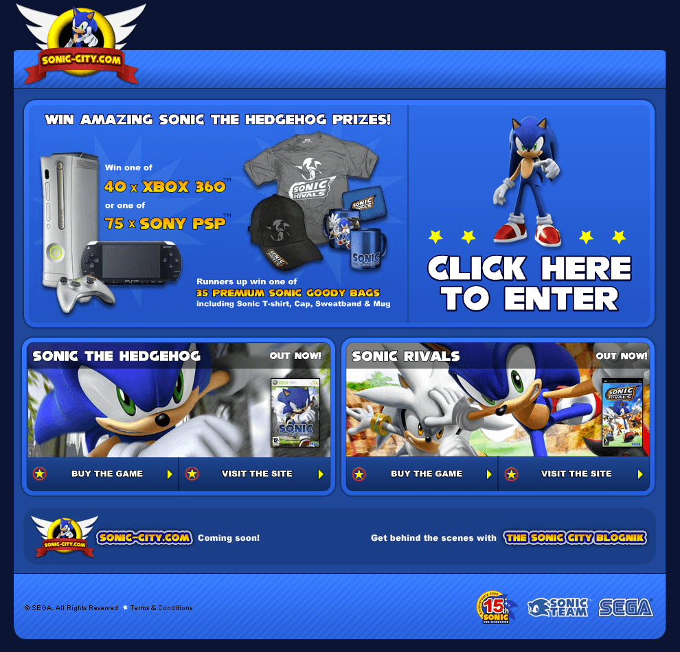 Sonic City website in 2006