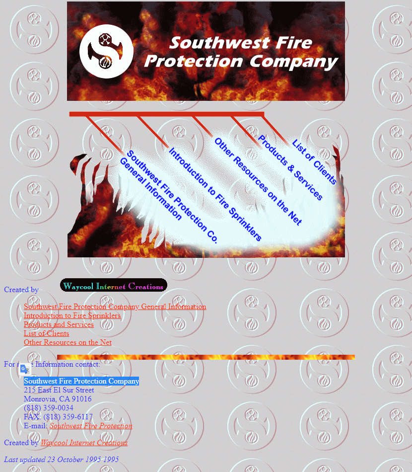 Southwest Fire Protection Company website in 1995