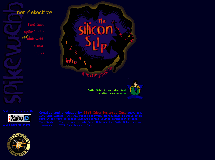 Spike Webb website in 1996