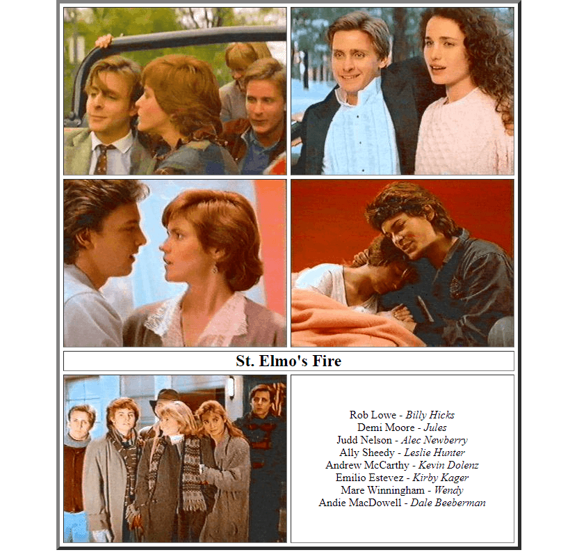 St. Elmo’s Fire website in 1997