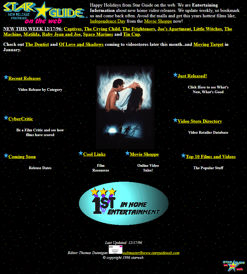 Star Guide website in 1996