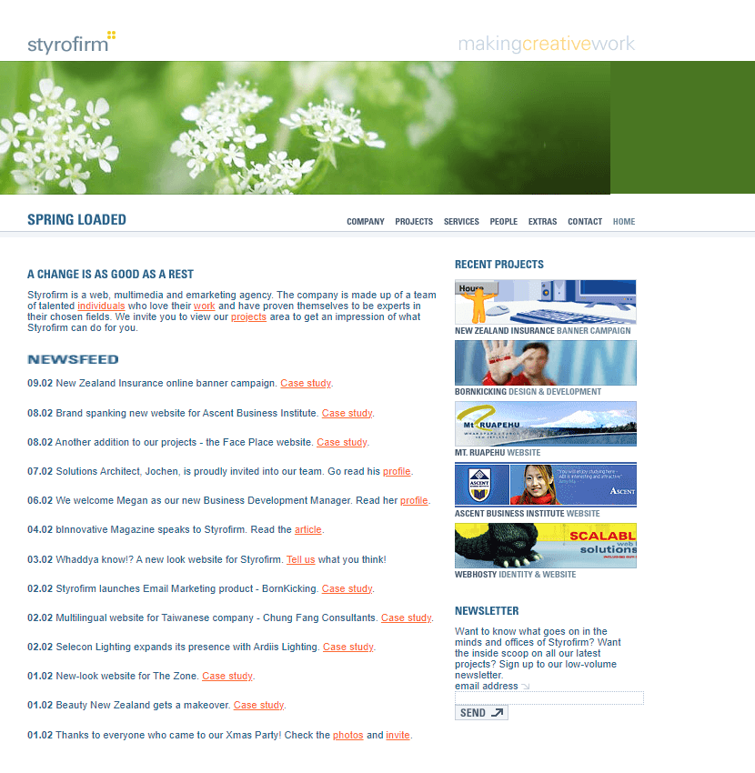 Styrofirm website in 2002