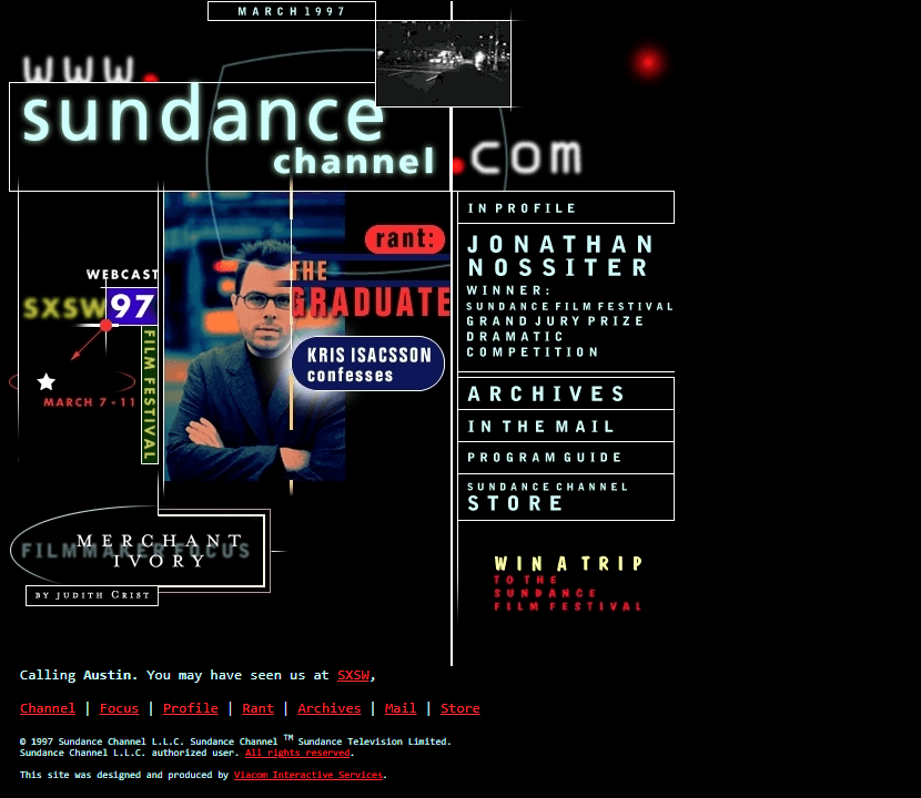 Sundance Channel website in 1997