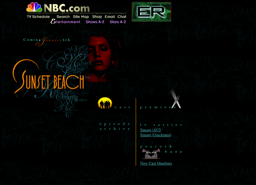 Sunset Beach website in 1997