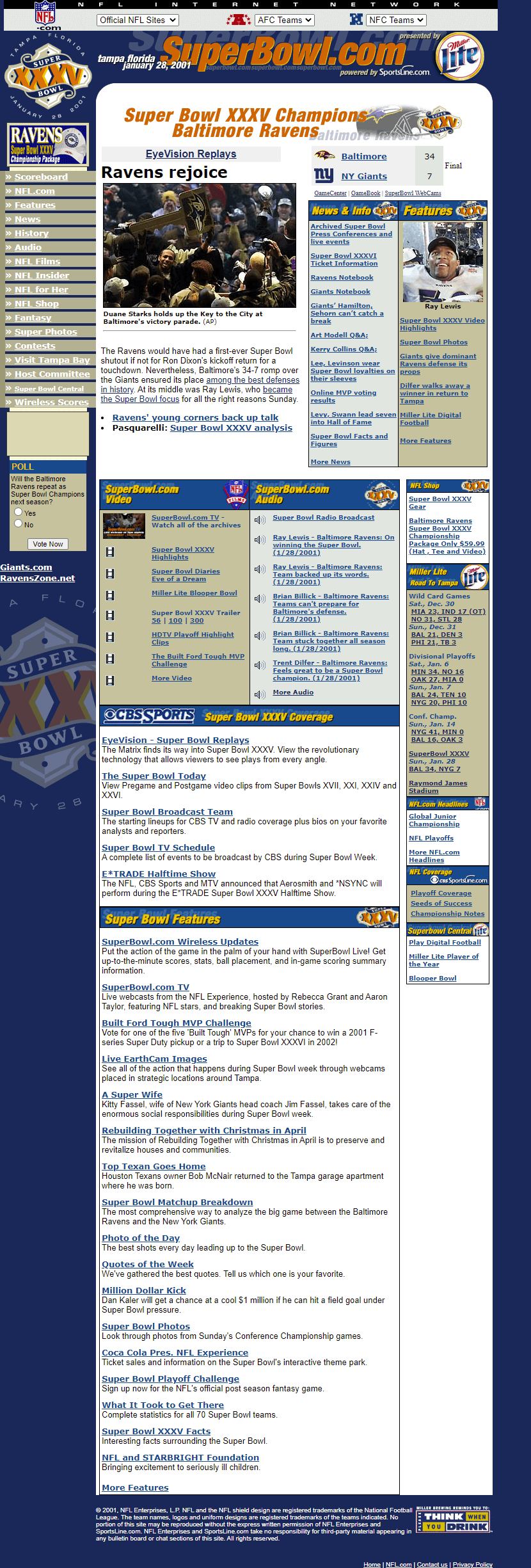 SuperBowl.com website in 2001