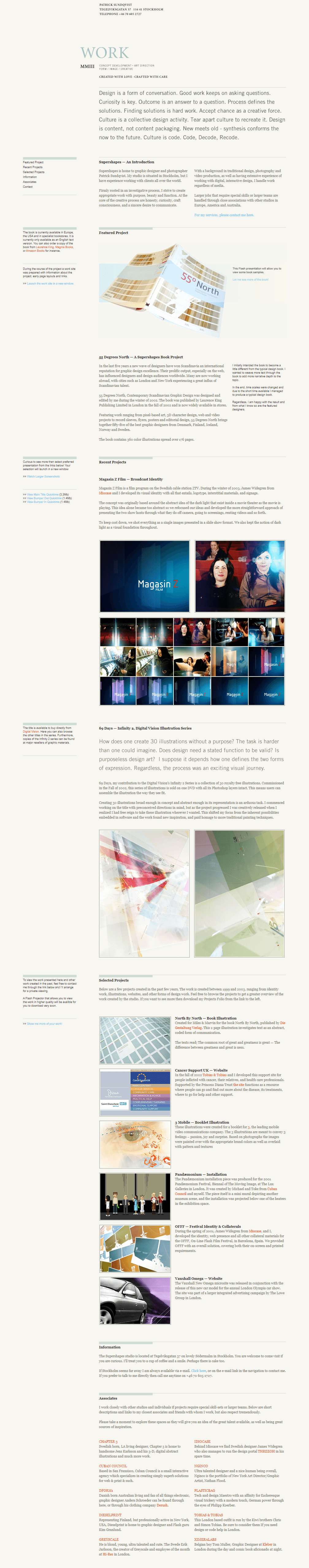 Supershapes website in 2003