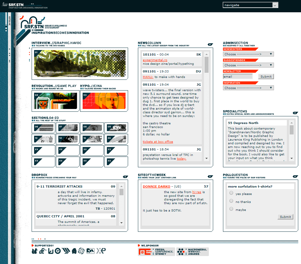 Surfstation website in 2001