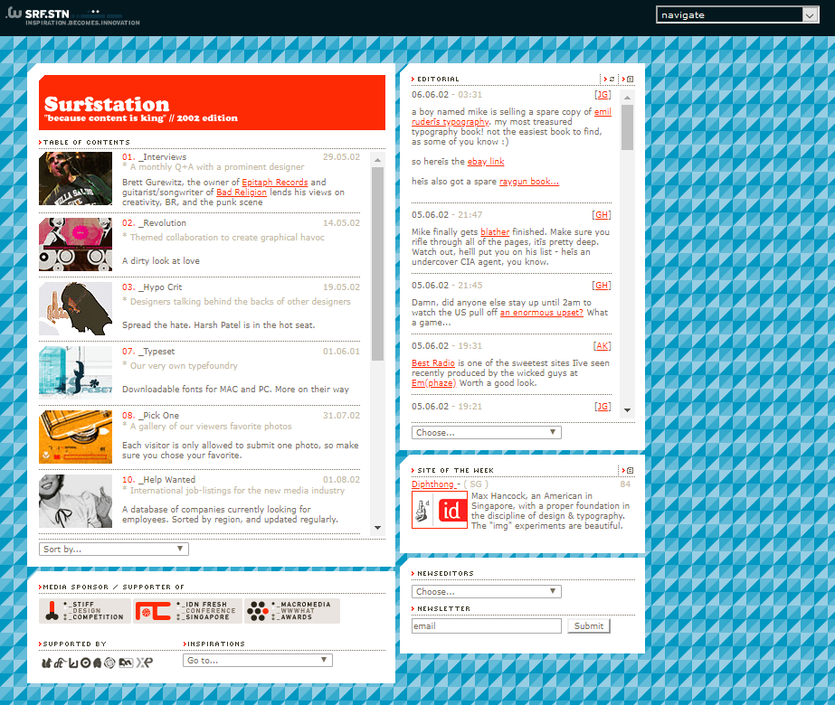 Surfstation website in 2002
