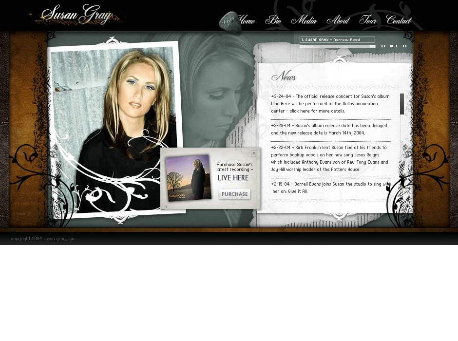 Susan Gray flash website in 2004