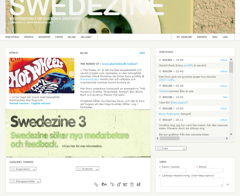Swedezine website in 2003