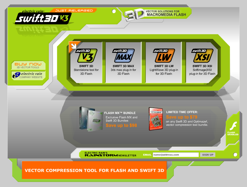 Swift 3D flash website in 2002