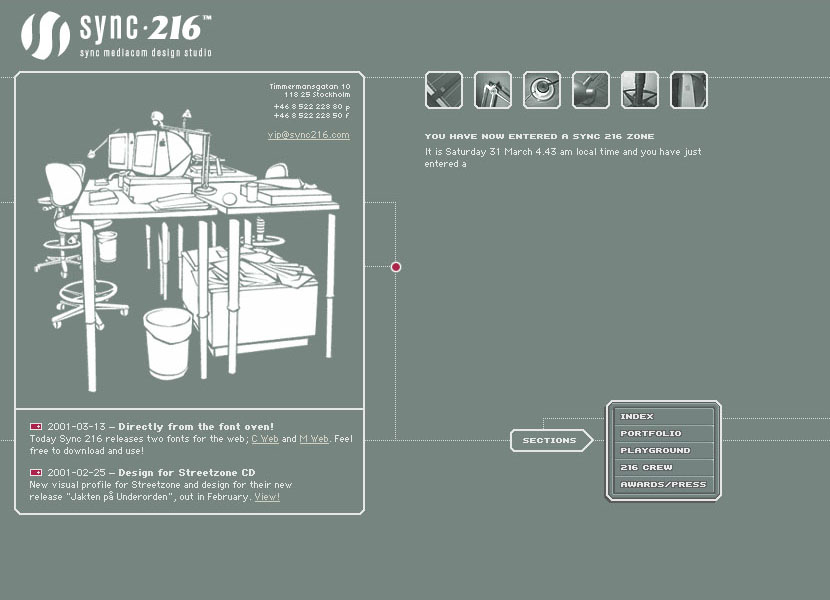 Sync 216 website in 2001