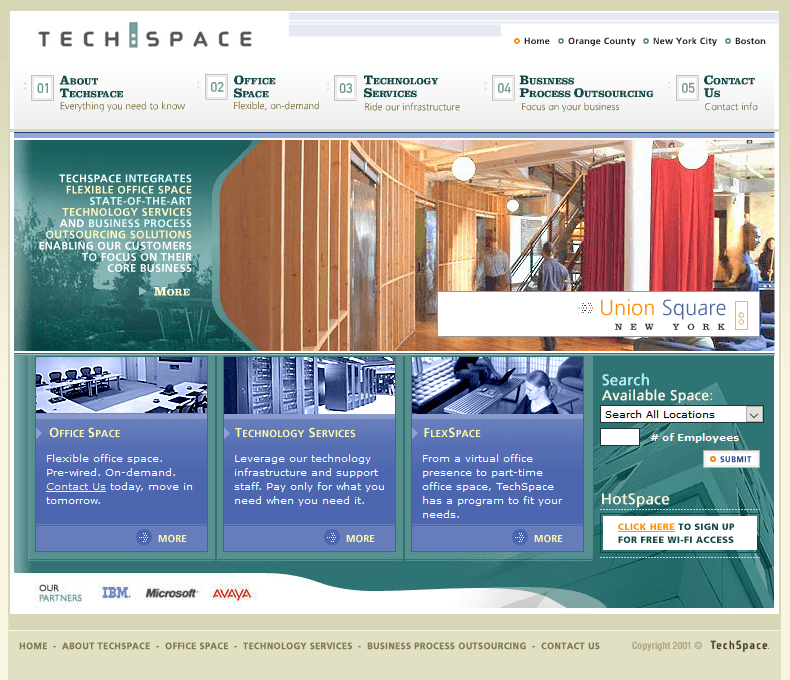 TechSpace website in 2003