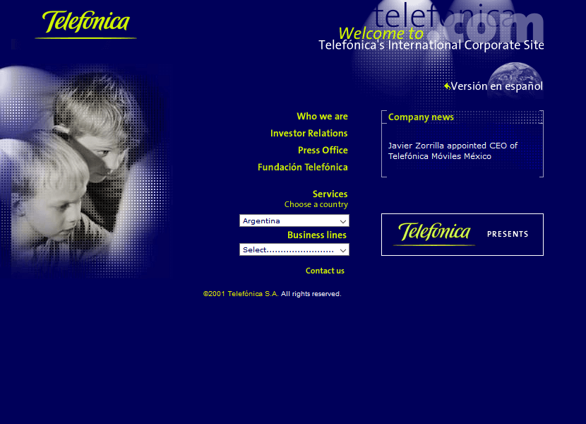 Telefonica website in 2001
