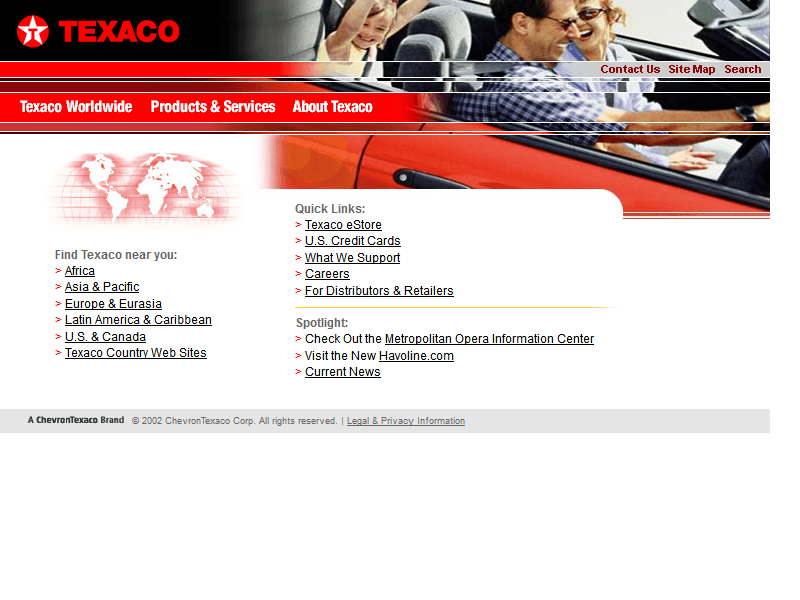 Texaco website in 2003