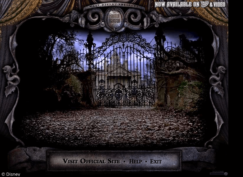 The Haunted Mansion flash website in 2003