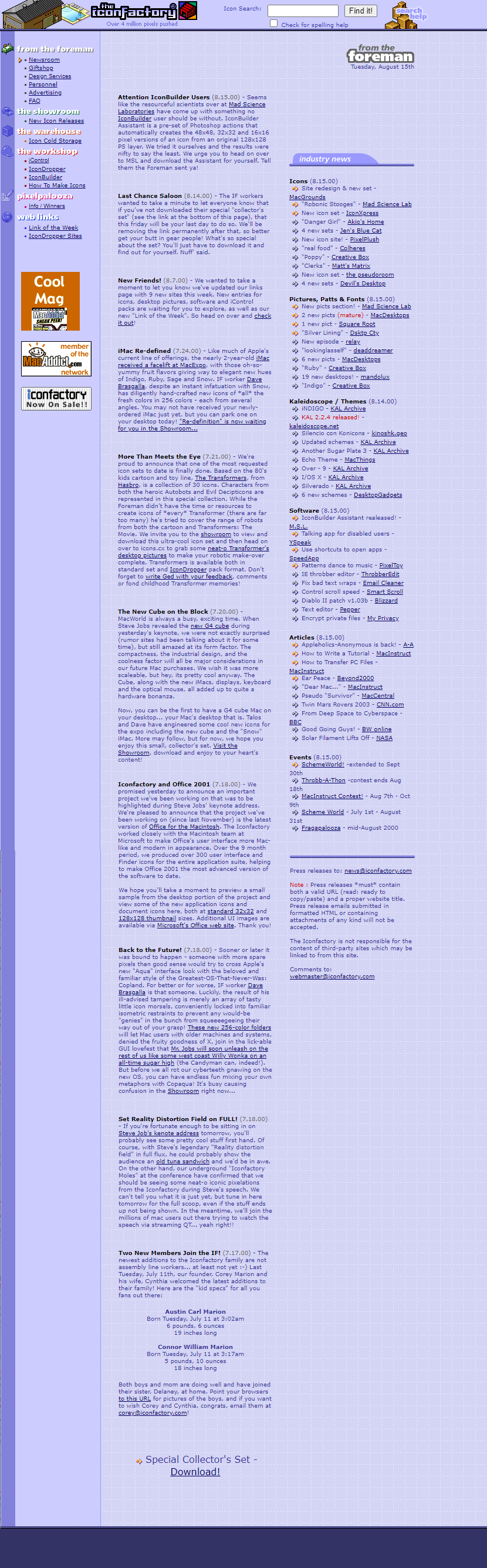 The Iconfactory website in 2000