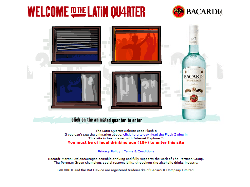 The Latin Quarter website in 2003