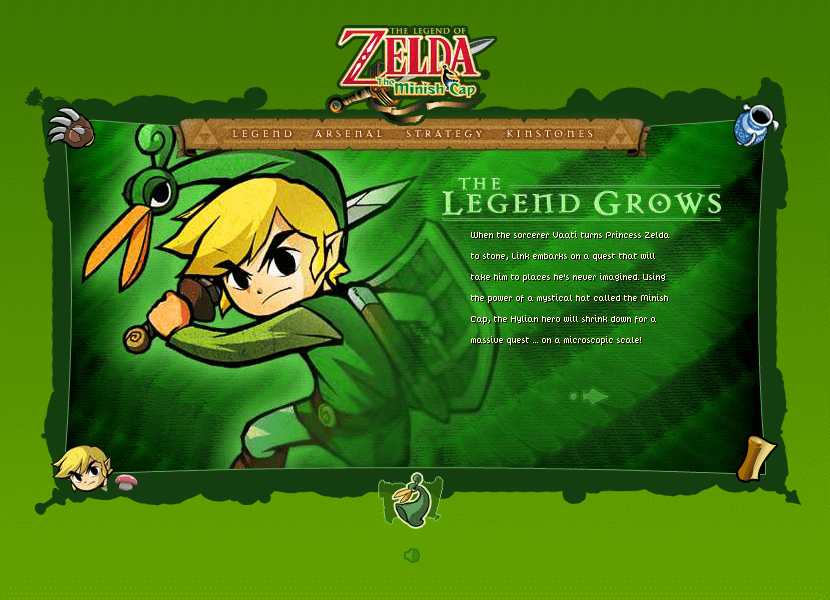 The Legend of Zelda: The Minish Cap flash website in 2005