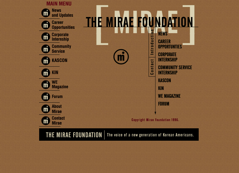 The Mirae Foundation website in 1997