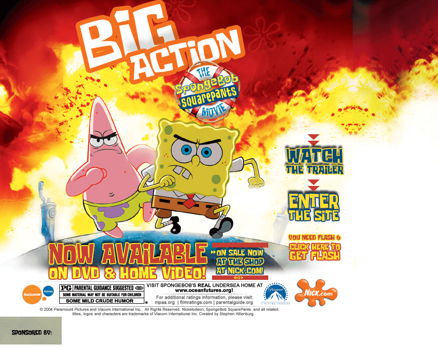 The SpongeBob SquarePants Movie flash website in 2004