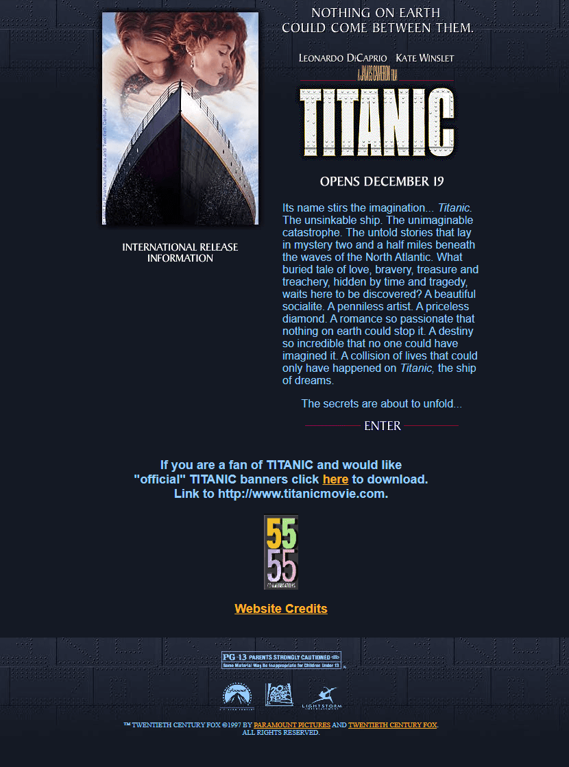 Titanic website in 1997
