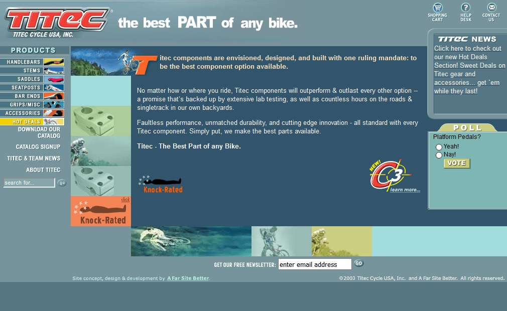 Titec Cycle USA website in 2003