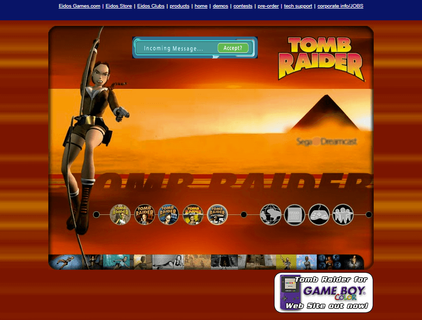 Tomb Raider website in 2000