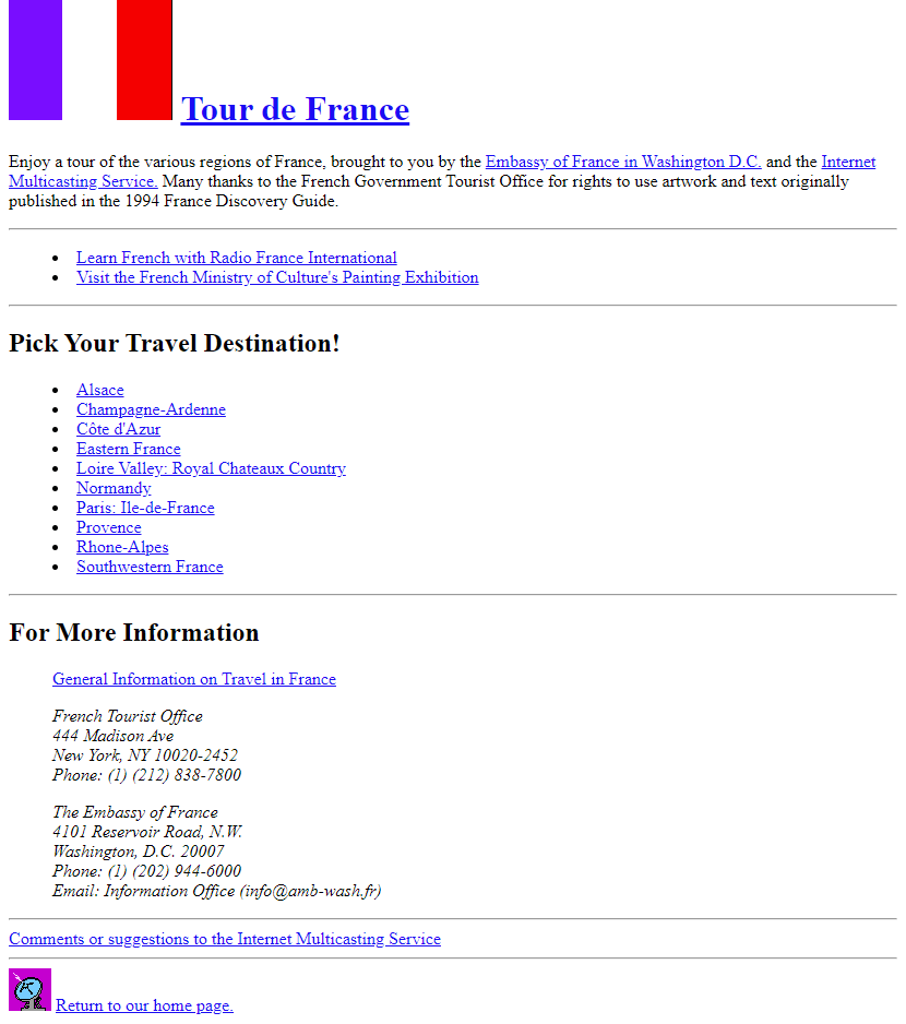 Tour de France website in 1994