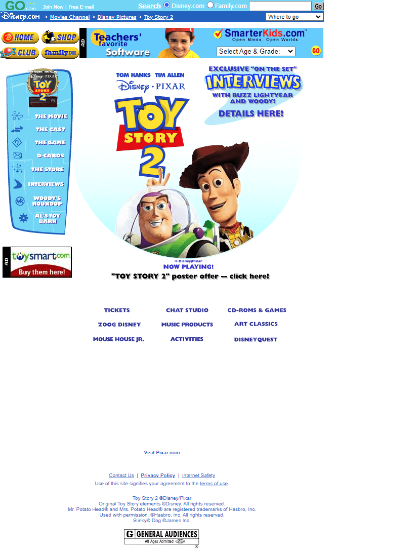 Toy Story website 2 in 1999