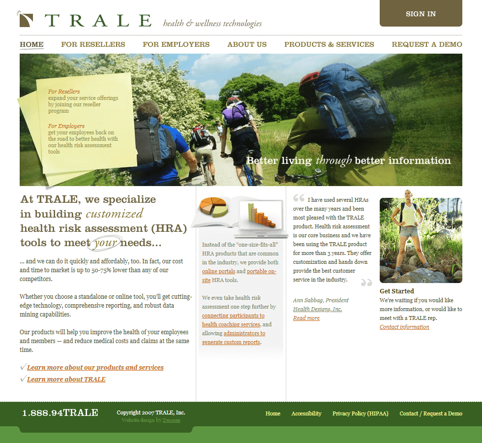 TRALE website in 2007