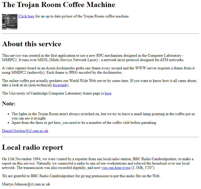 The Trojan Room Coffee Machine in 1994