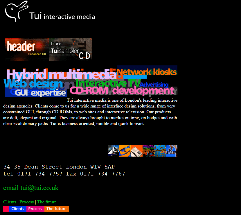 Tui Interactive Media website in 1997