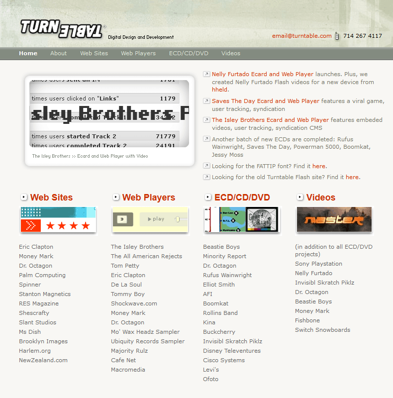 Turn Table website in 2003