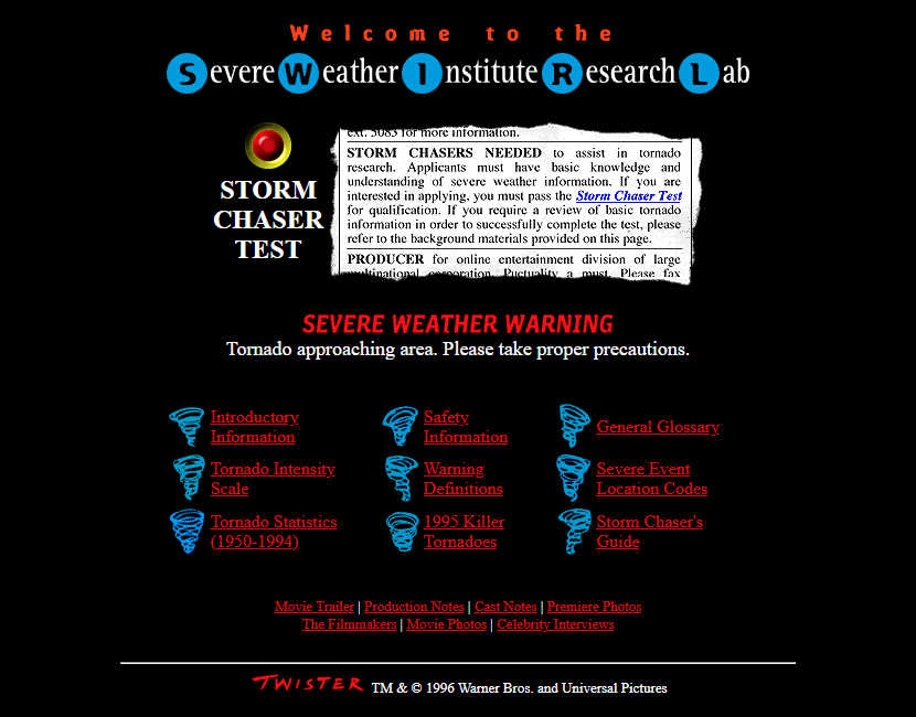 Twister website in 1996