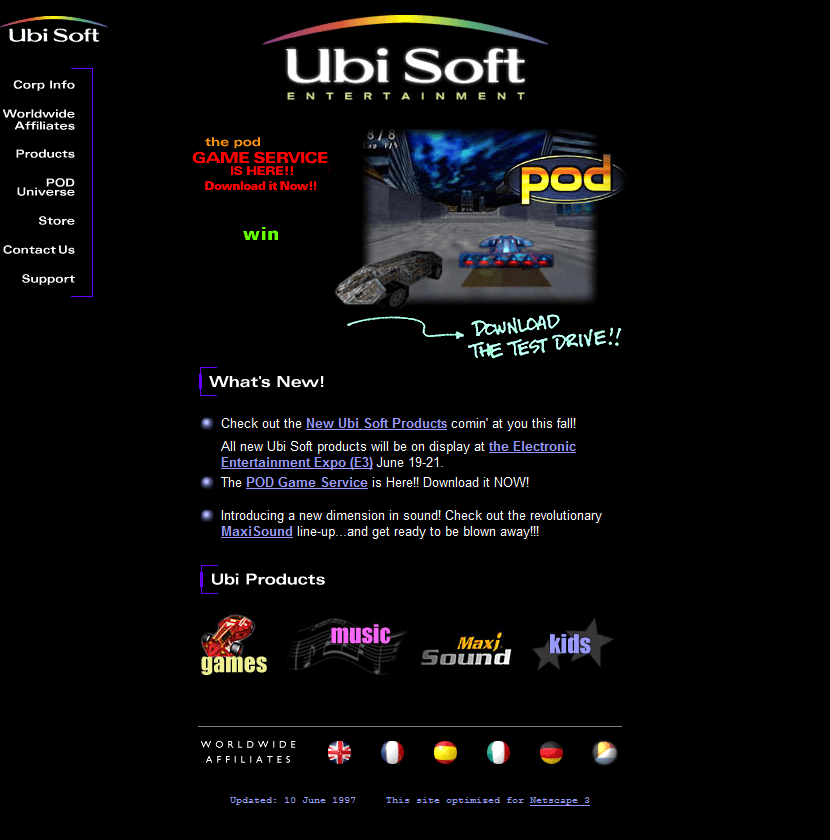 Ubi Soft website in 1997