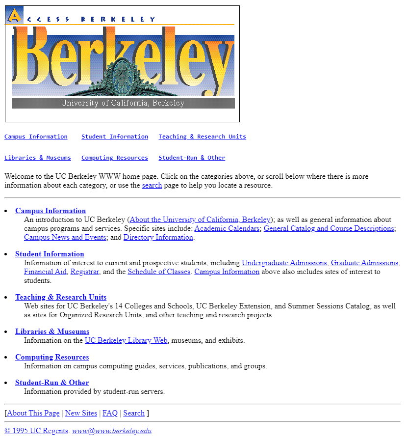 University of California, Berkeley website in 1995