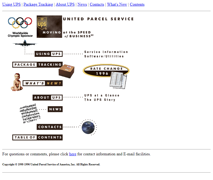 UPS website in 1996