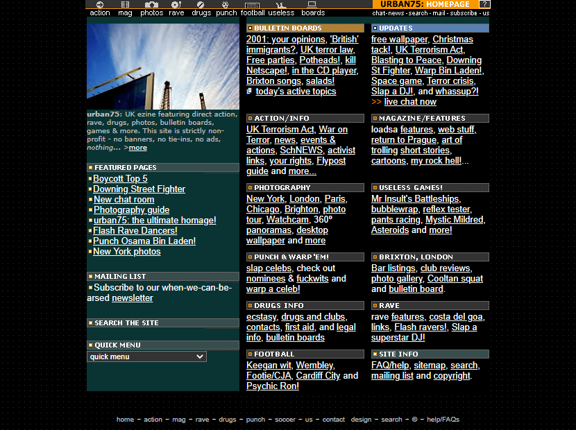Urban75 in 2001