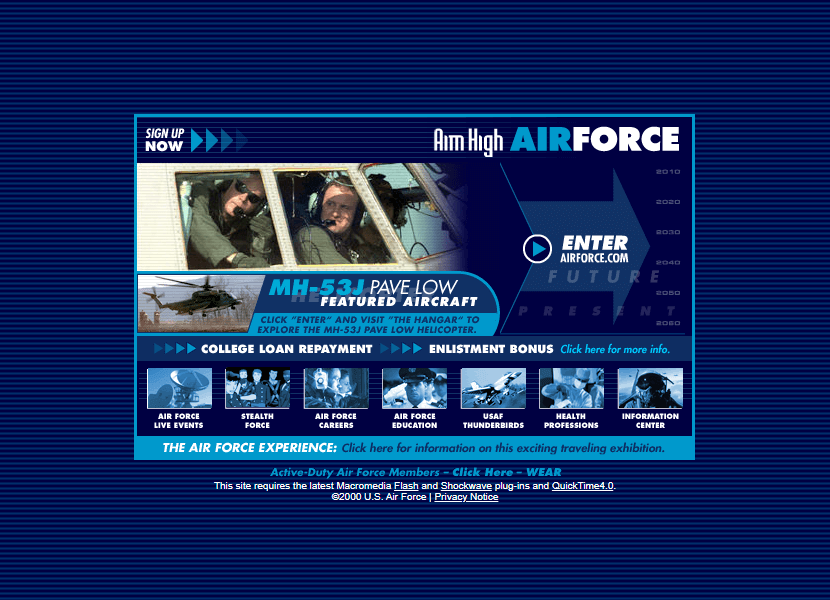 US Air Force flash website in 2000
