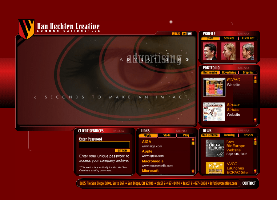 Van Vechten Creative website in 2003