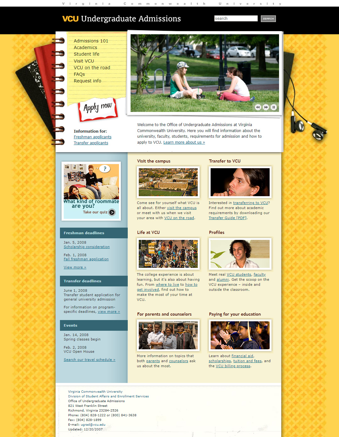 VCU Office of Undergraduate Admissions in 2007