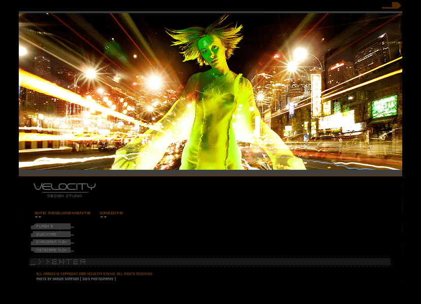 Velocity Studio website in 2001